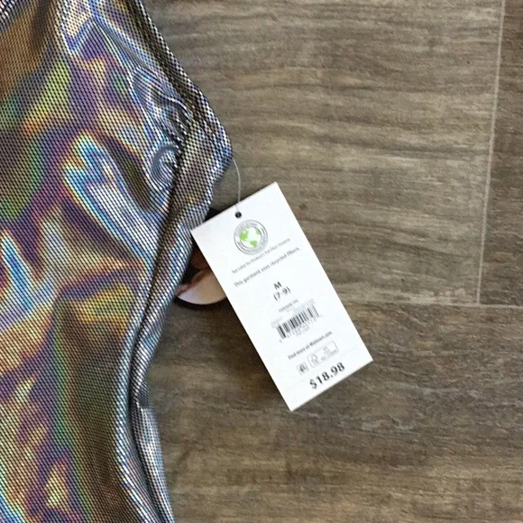 NWT Silver Holographic One-Piece Swimsuit - Picture 3 of 8